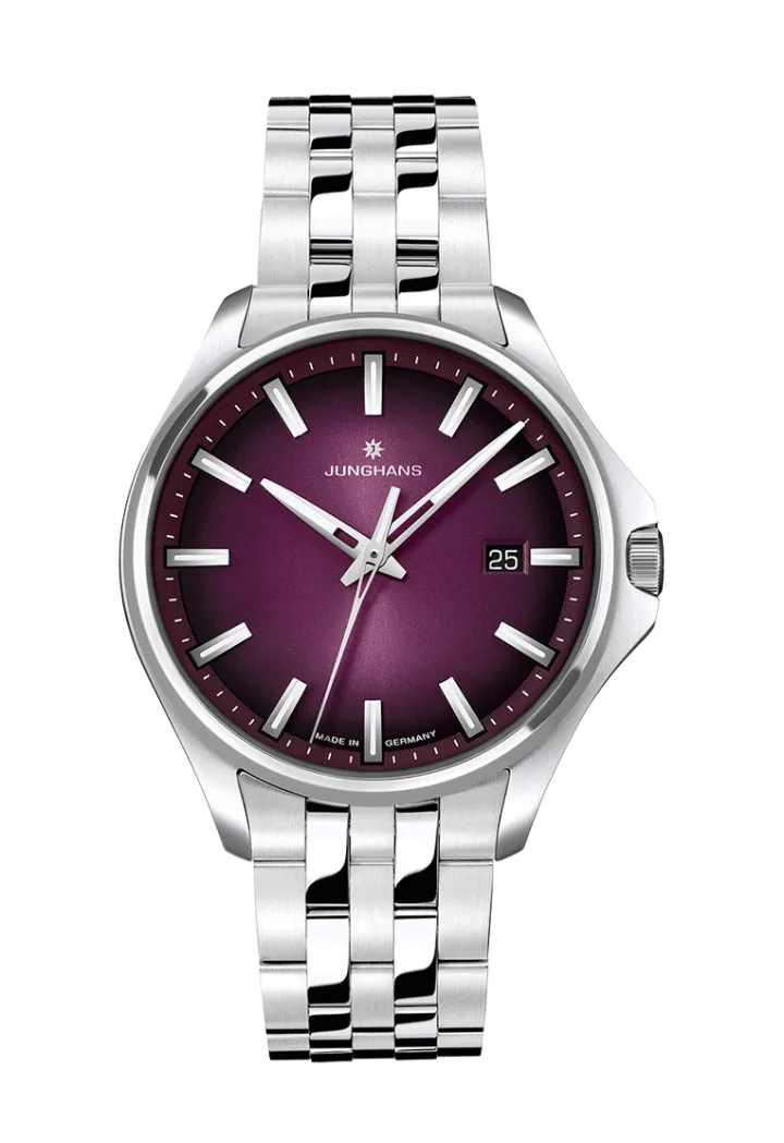 Junghans Meister S Quarz 35 mit violett Zifferblatt