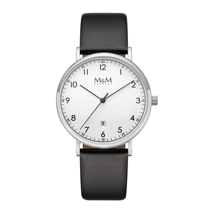 M&M Uhr Basic Line 40 mit silber Zifferblatt