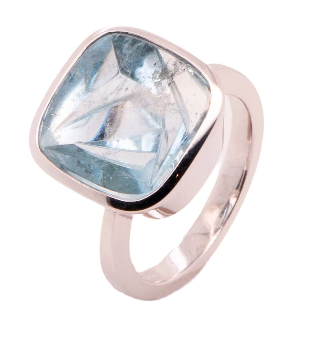 Ring 750 Weißgold 1 Aquamarin 11,03 ct